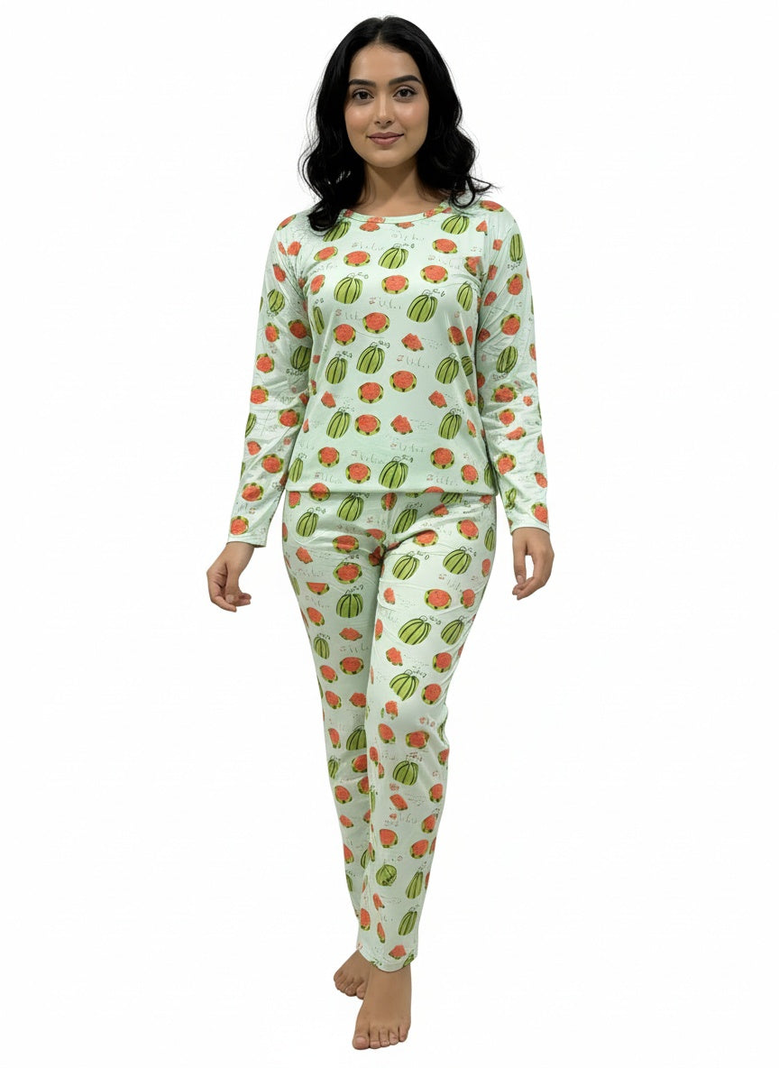 Comfy 2-Piece Print Pajama Set Free Size