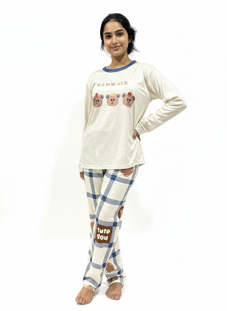 Comfy 2-Piece Print Pajama Set Free Size