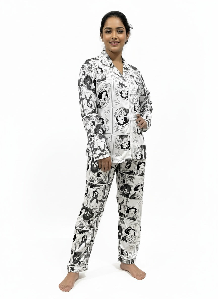 Comfy 2-Piece Print Pajama Set Free Size