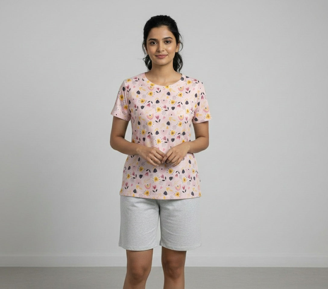 Round Neck Sleepwear T-Shirt