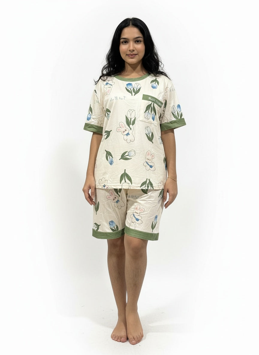 Comfy 2-Piece Print Pajama Set Free Size