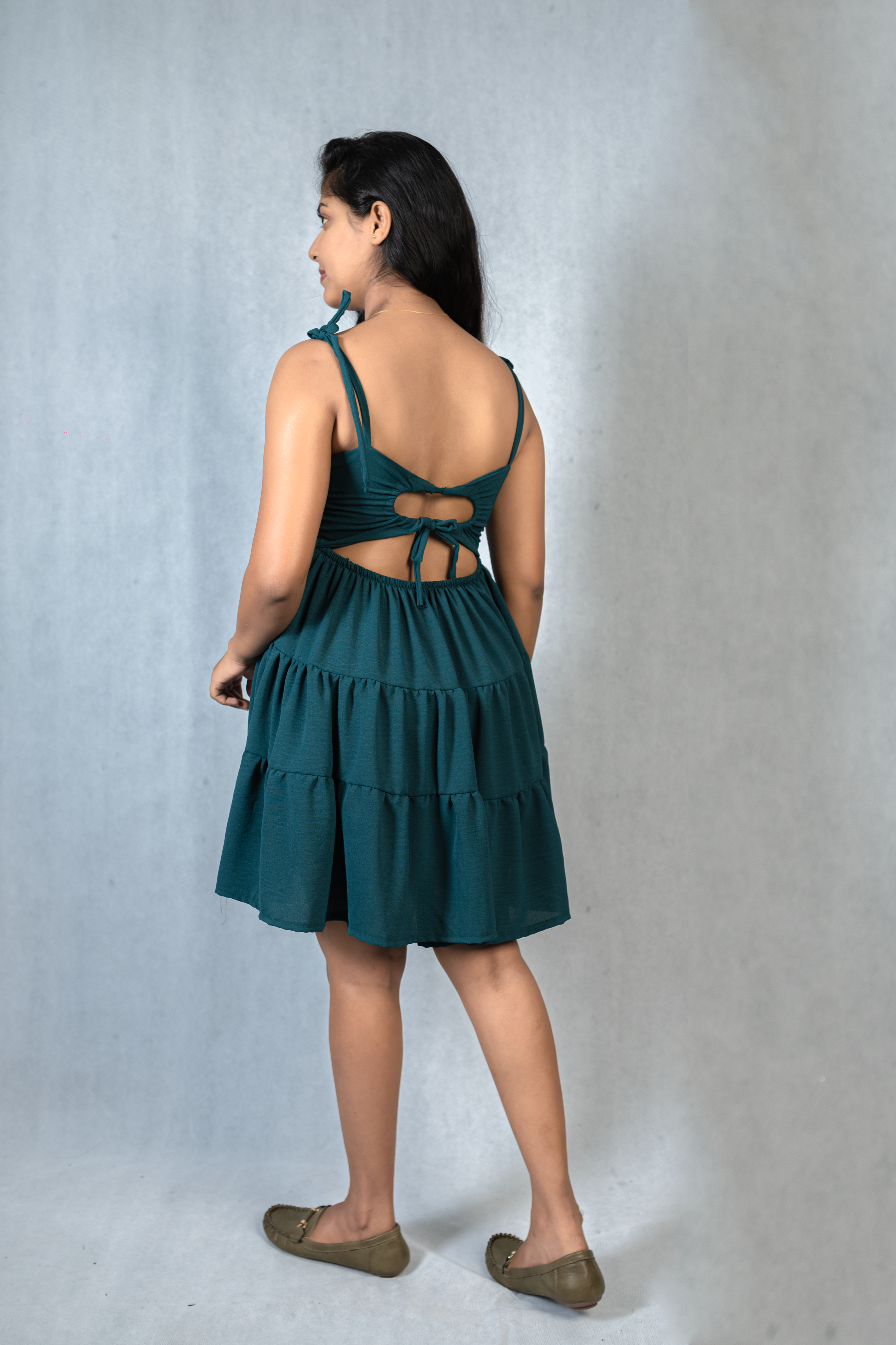 Midnight Tiered Green Sundress