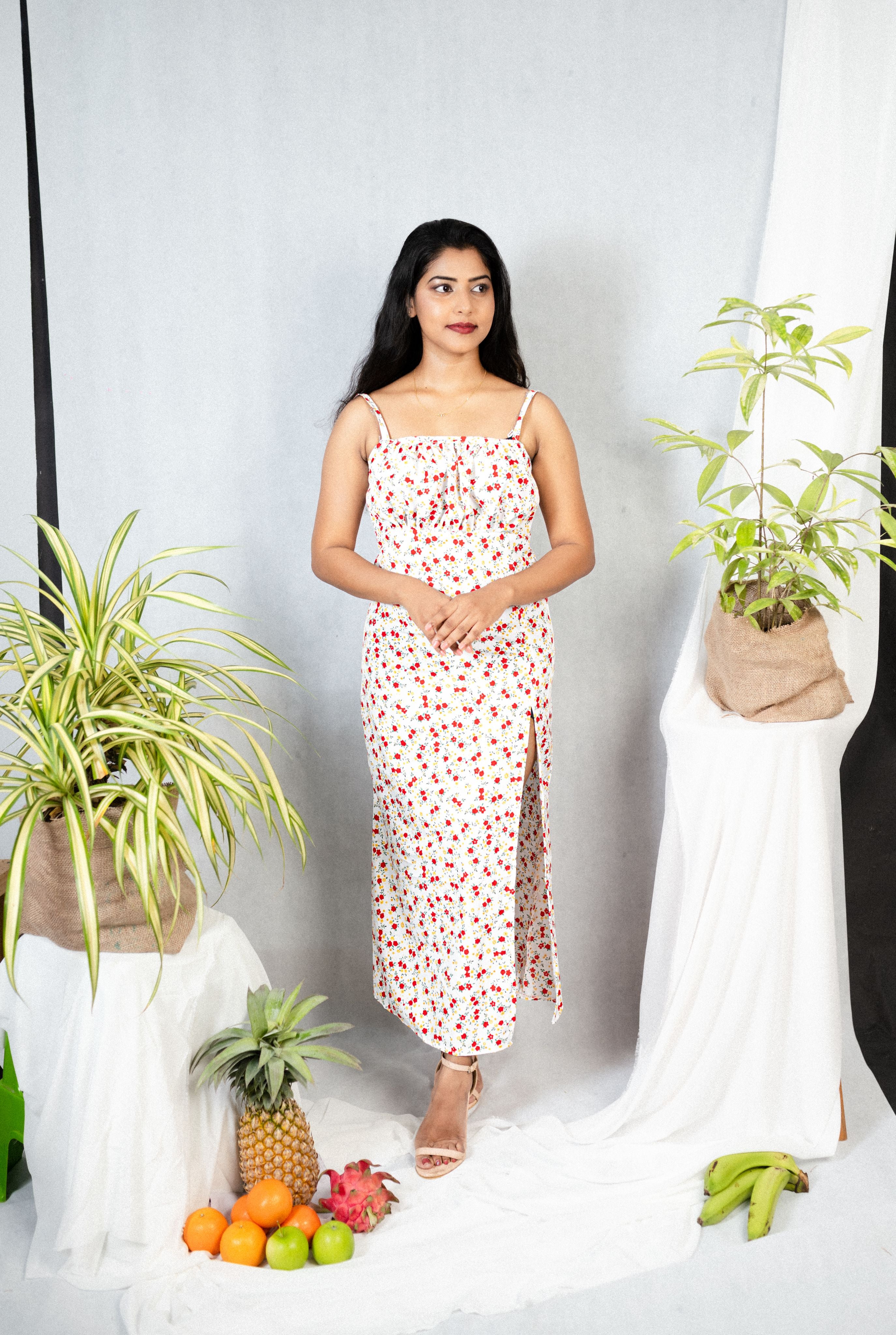 Cherry Crush Slit Midi Dress