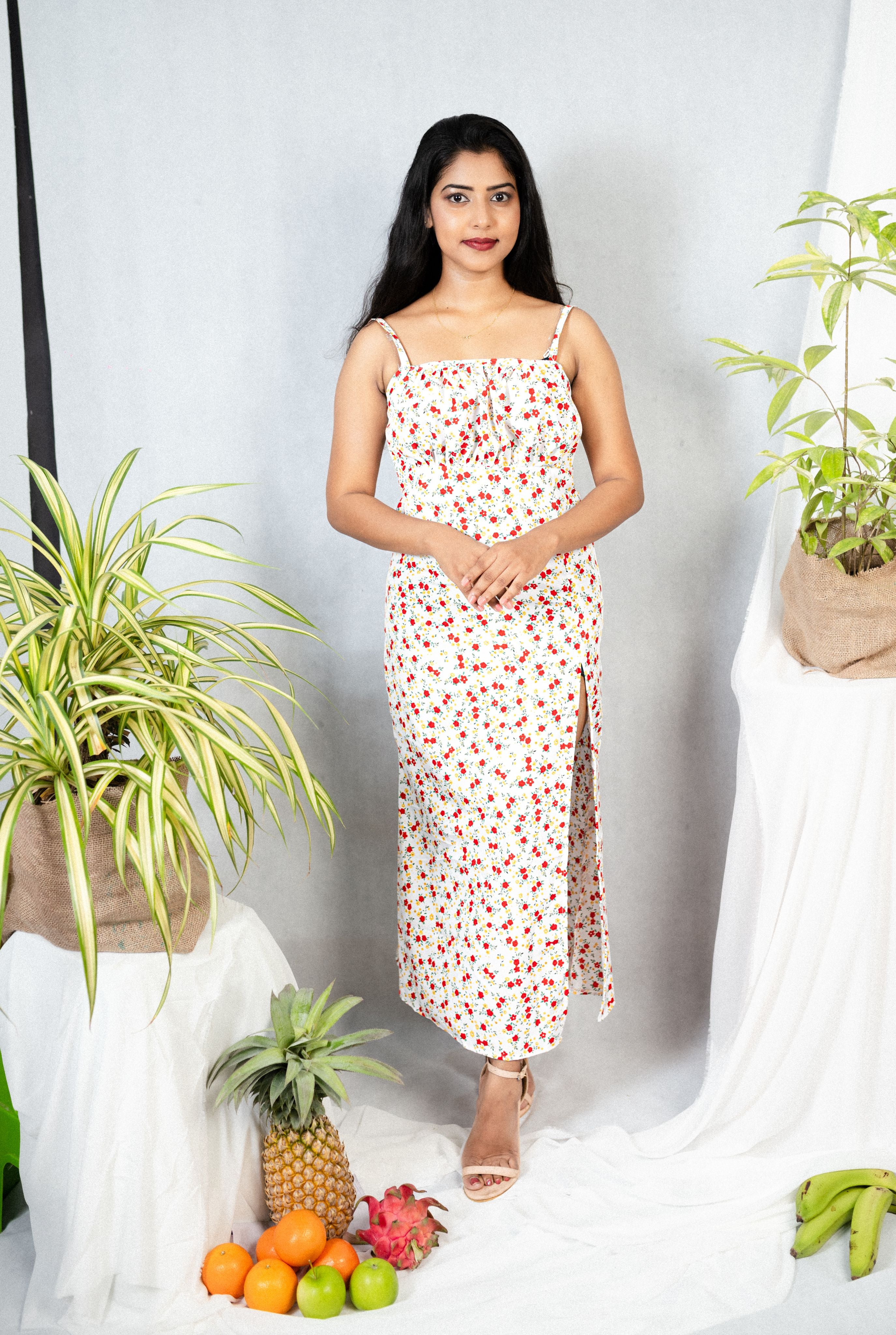 Cherry Crush Slit Midi Dress