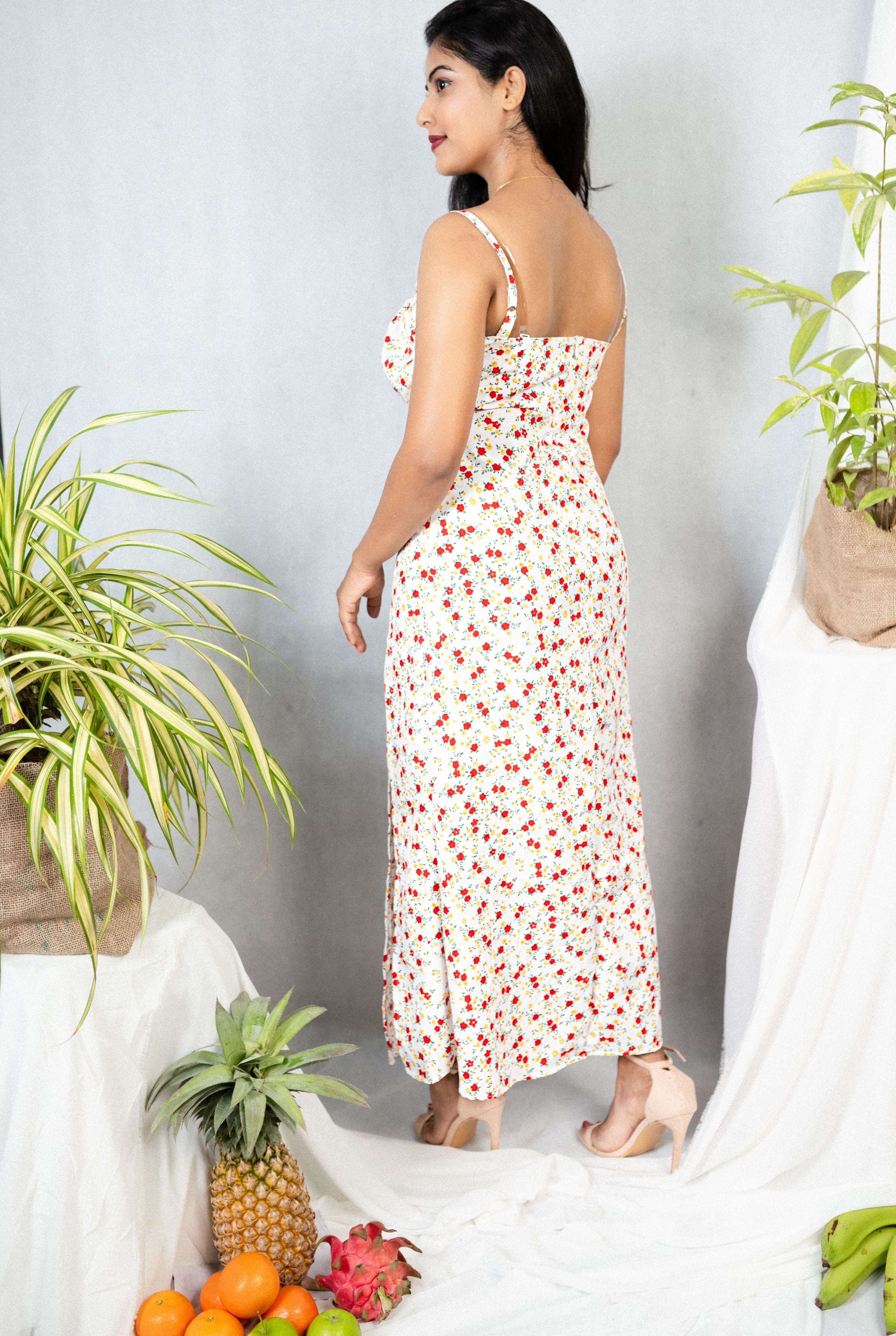 Cherry Crush Slit Midi Dress