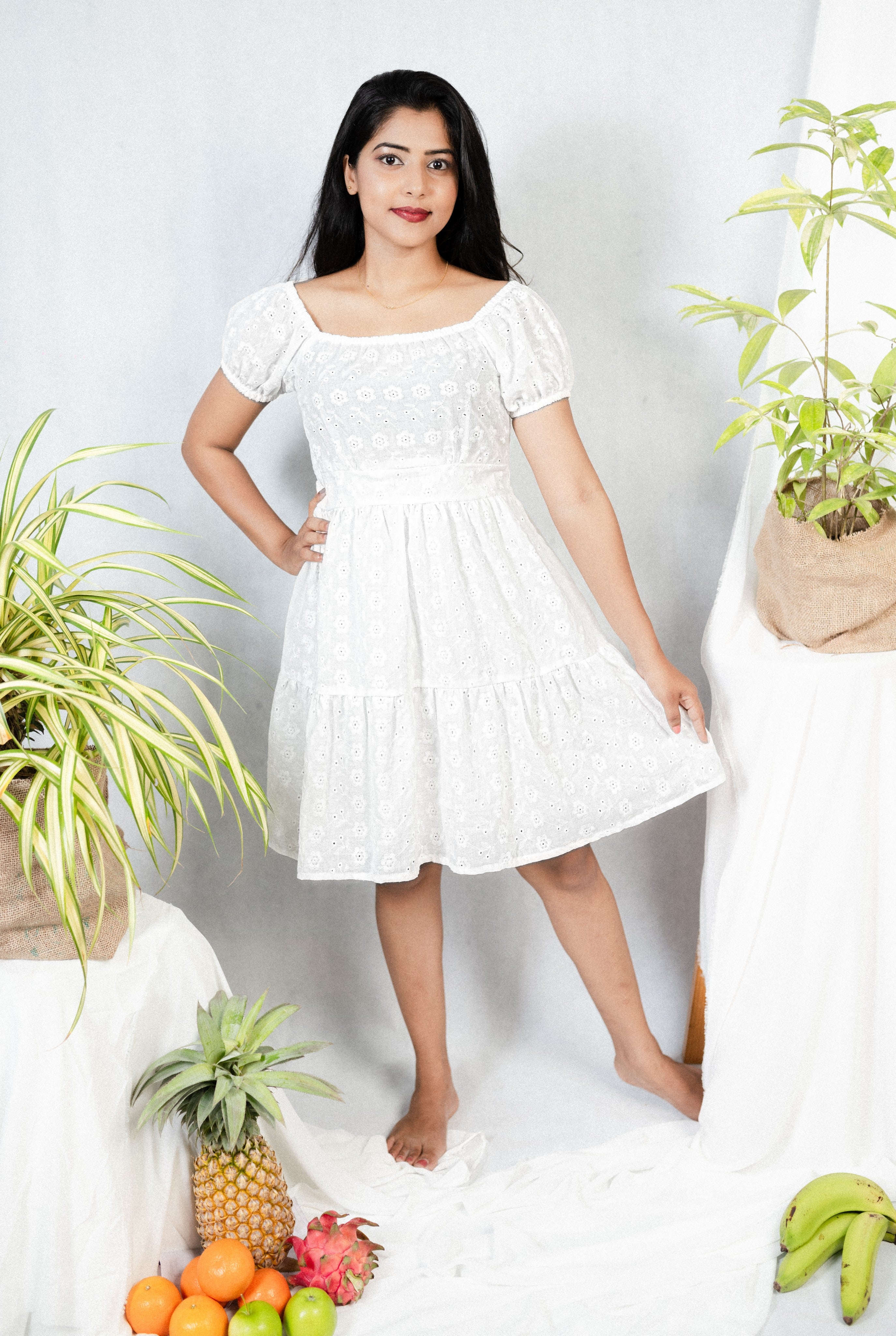 White Dream Eyelet Mini Dress
