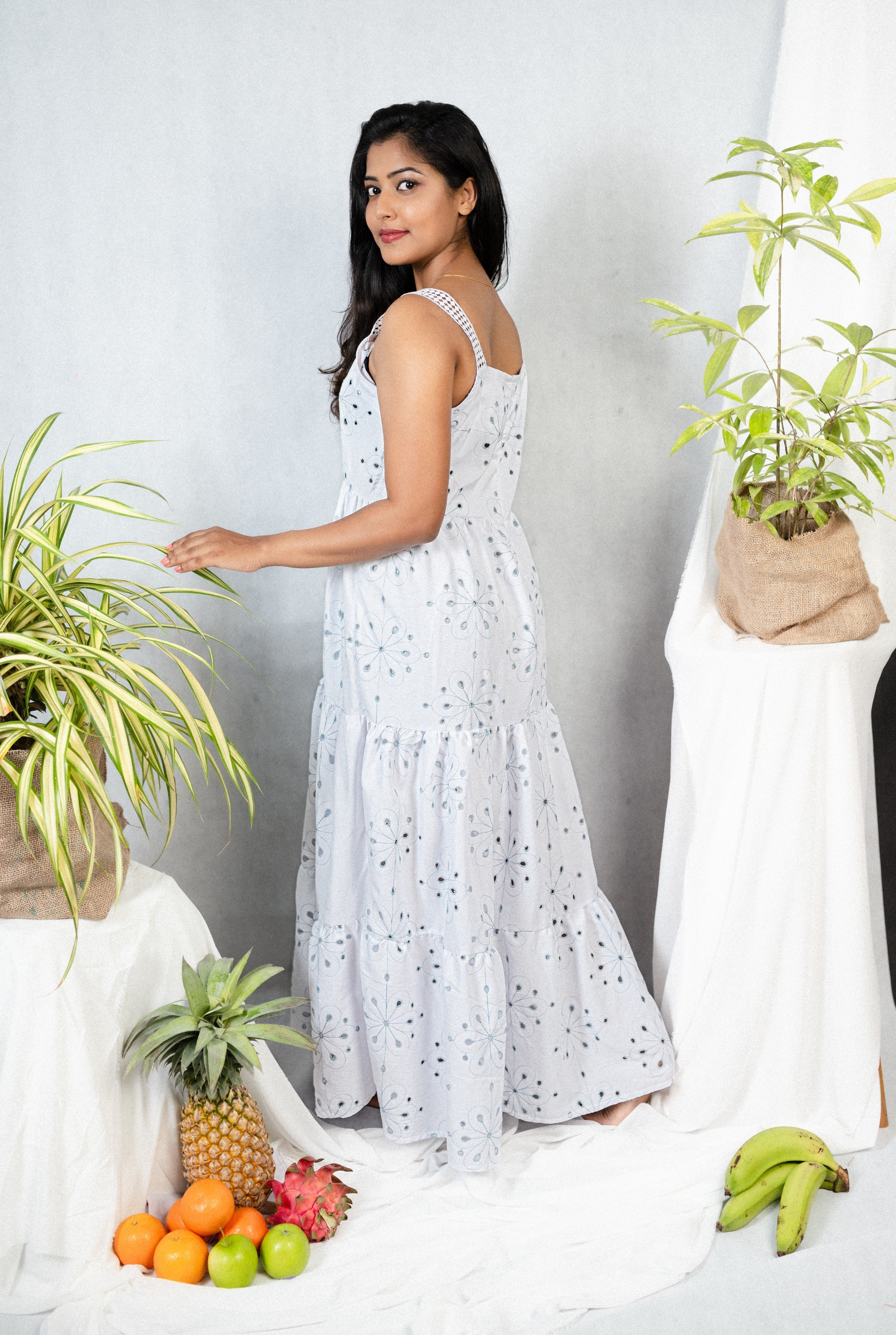 Soft Sky Smocked Midi Dress