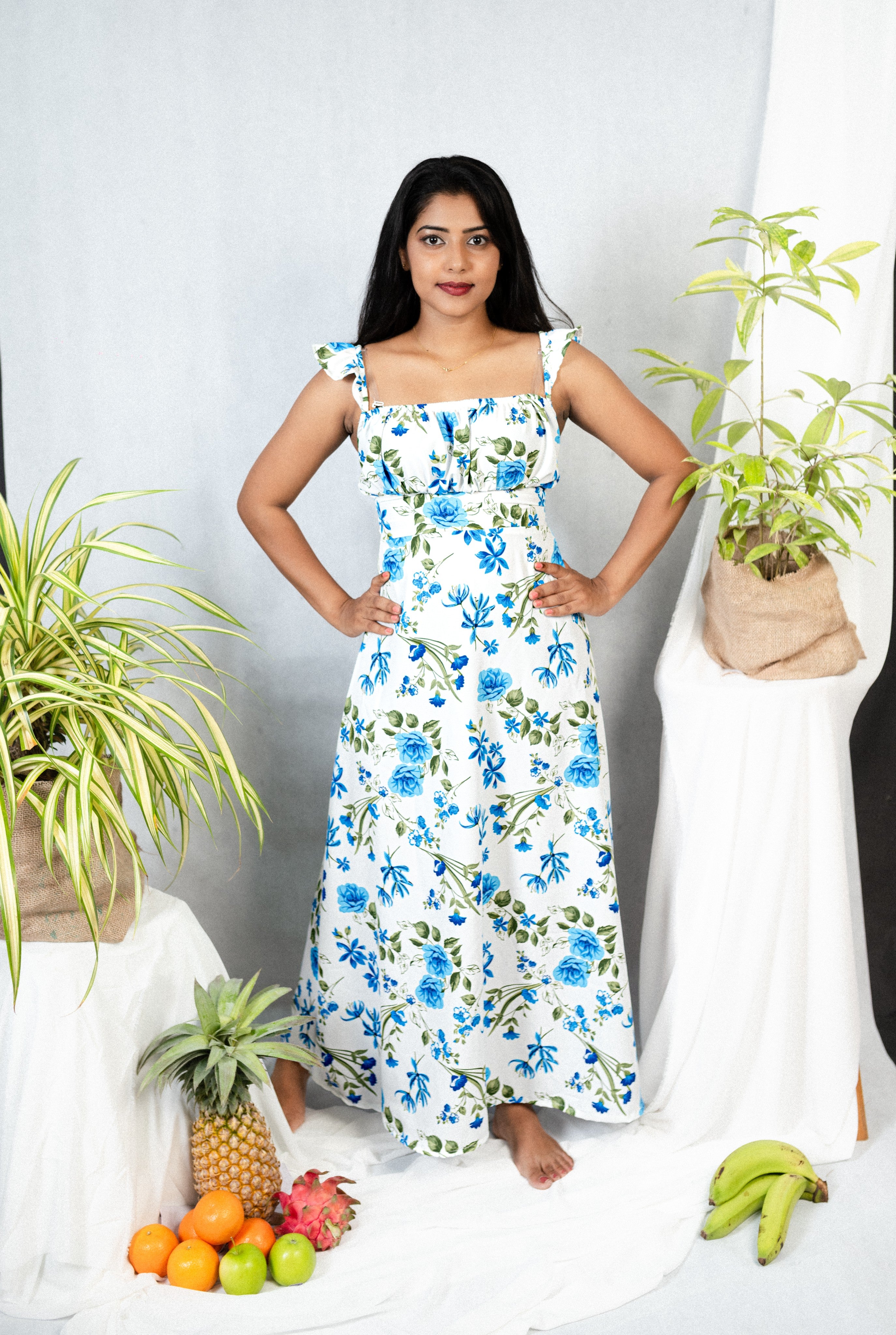 Blue Blossom Summer Maxi Dress