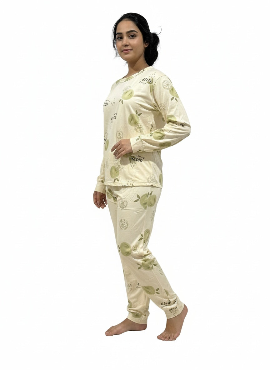 Comfy 2-Piece Print Pajama Set Free Size