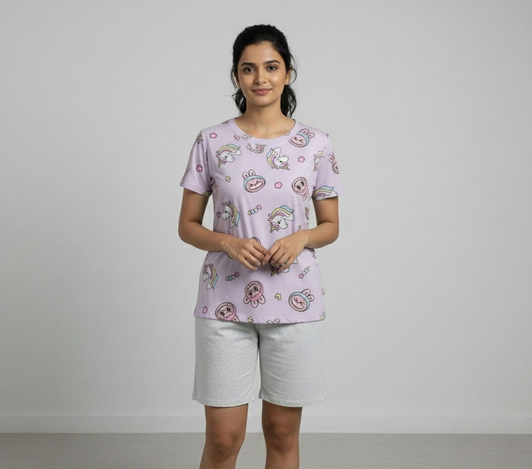 Round Neck Sleepwear T-Shirt