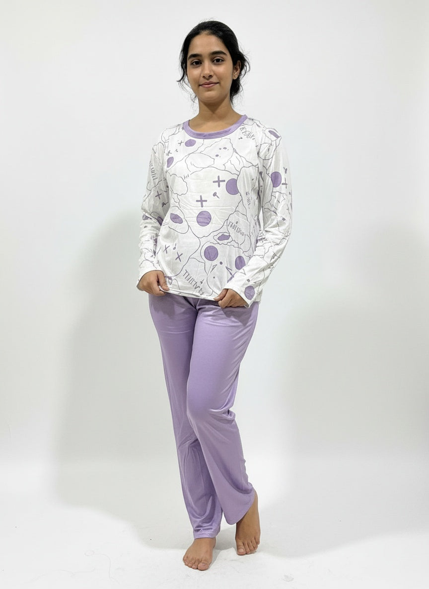 Comfy 2-Piece Print Pajama Set Free Size